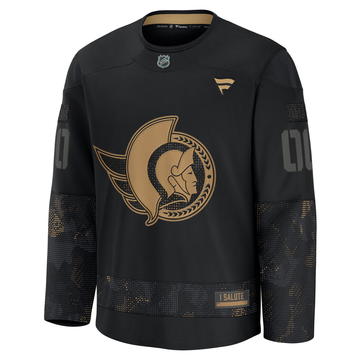 Ottawa Senators Fanatics Black 2024 Military Appreciation Custom Practice Jersey