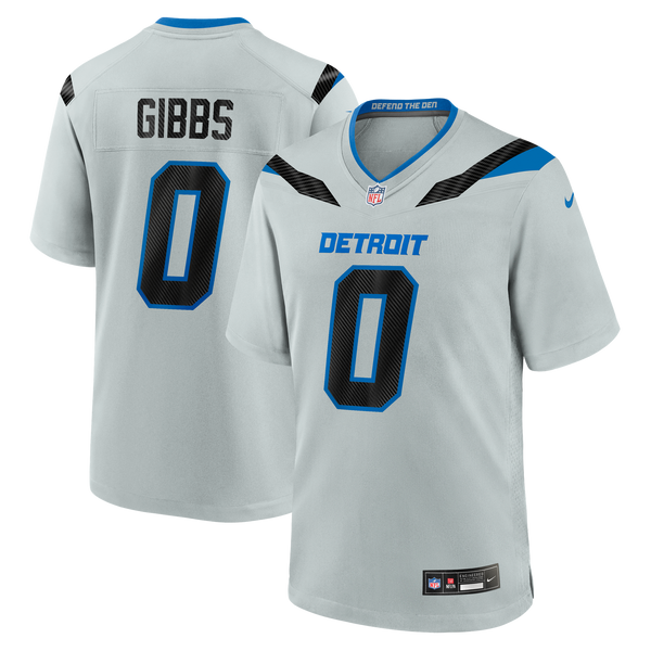 Detroit Lions Jahmyr Gibbs Nike Silver 2026 Rivalries Collection Game Jersey