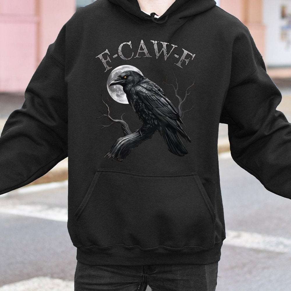 Gothic Crow Graphic Hoodie | Funny F-Caw-F Bird Pun Design | Premium Cotton Blend | Sarcastic Gift for Bird Lovers and Goth A