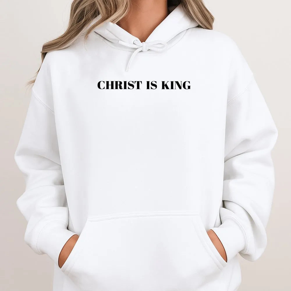 Christ Is King Hoodie | Minimalist Christian Graphic Sweatshirt | Premium Cotton Blend | Faith-Based Religious Apparel Gift f