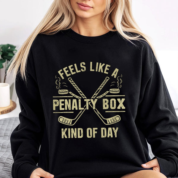 Feels Like A Penalty Box Kind Of Day Sweatshirt | Funny Hockey Graphic Print | Premium Cotton Blend | Gift For Hockey Players