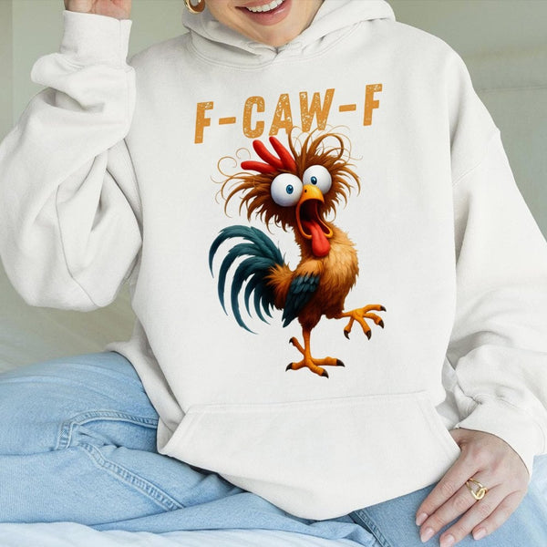 Funny Chicken Hoodie | F-Caw-F Rooster Humor Graphic Print | Premium Cotton Blend | Gift for Farm Animal Lovers and Sarcastic