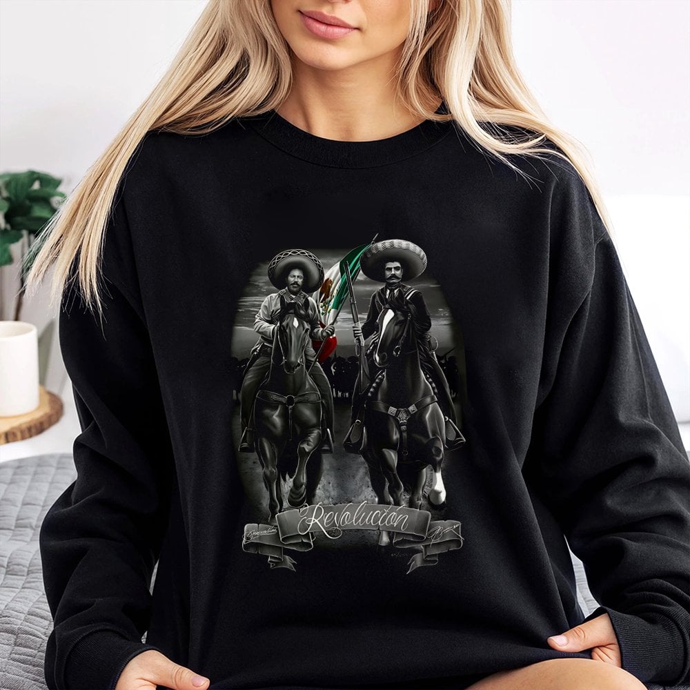 Mexican Revolution Sweatshirt | Pancho Villa Chicano Art Graphic | Premium Cotton Blend | Gift For History Buffs And Cultural