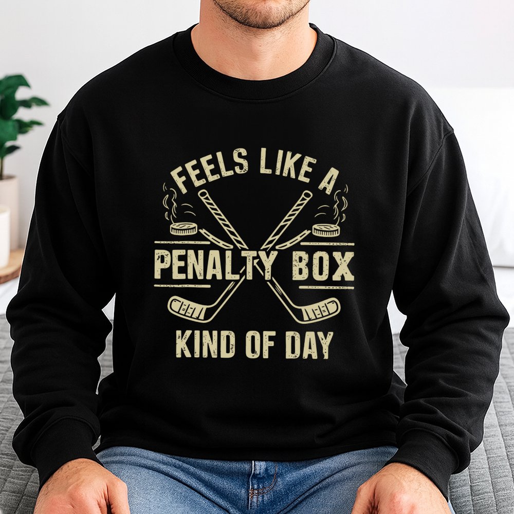 Feels Like A Penalty Box Kind Of Day Sweatshirt | Funny Hockey Graphic Print | Premium Cotton Blend | Gift For Hockey Players