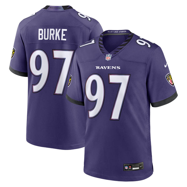 Baltimore Ravens Ethan Burke Nike Purple Team Game Jersey