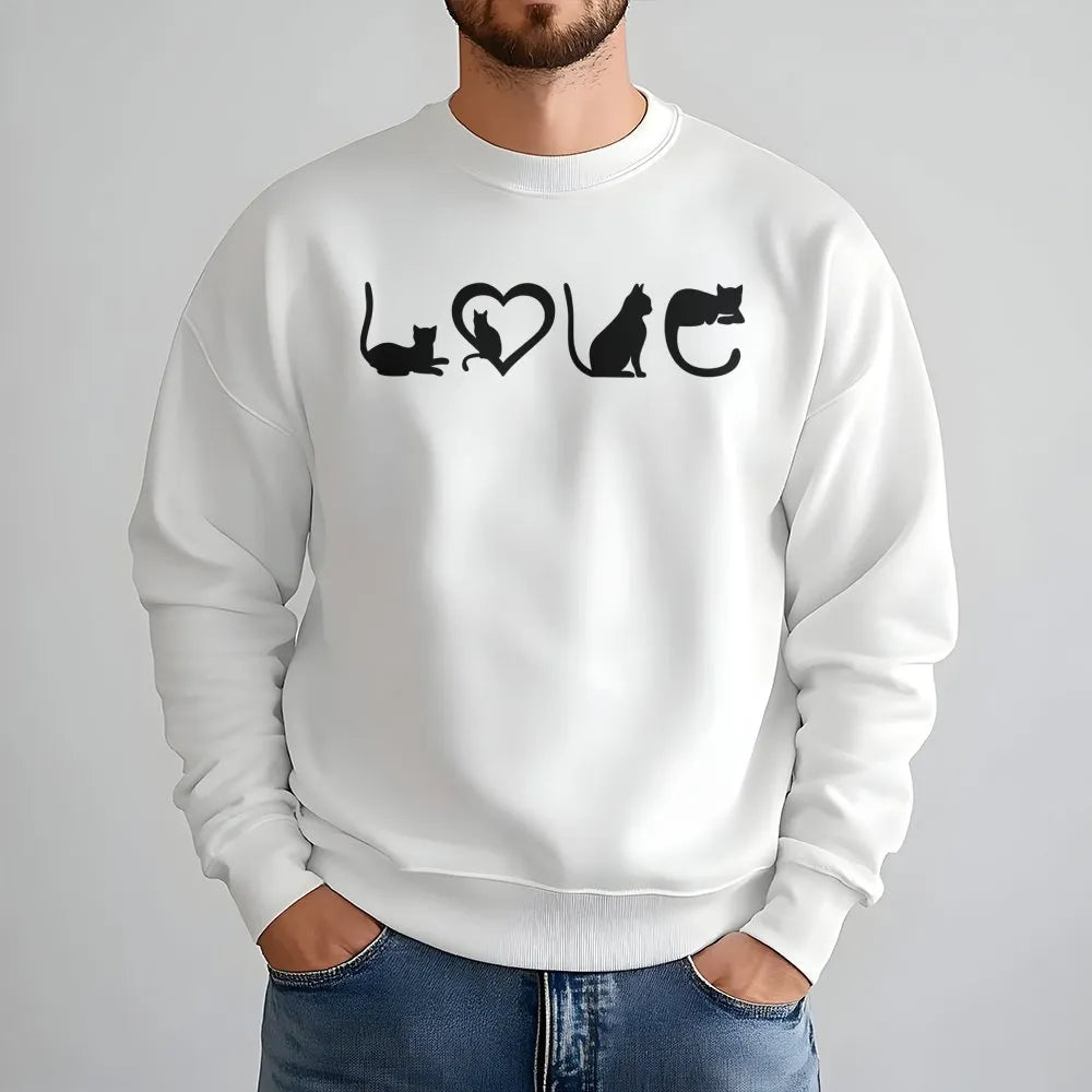 Cat Love Sweatshirt | Minimalist Cat Silhouette Graphic | Premium Cotton Blend | Gift for Cat Mom and Pet Lovers
