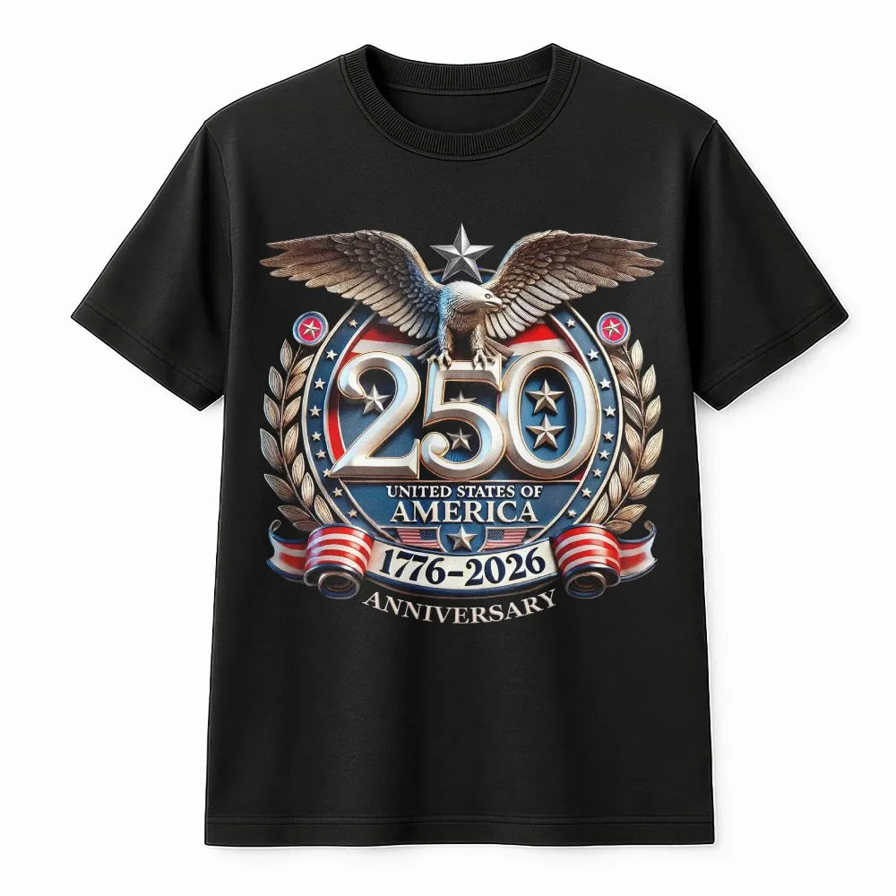 USA 250th Anniversary T-Shirt | 1776-2026 Patriotic Eagle Graphic | 100% Cotton Premium Apparel | Independence Day Gift for A