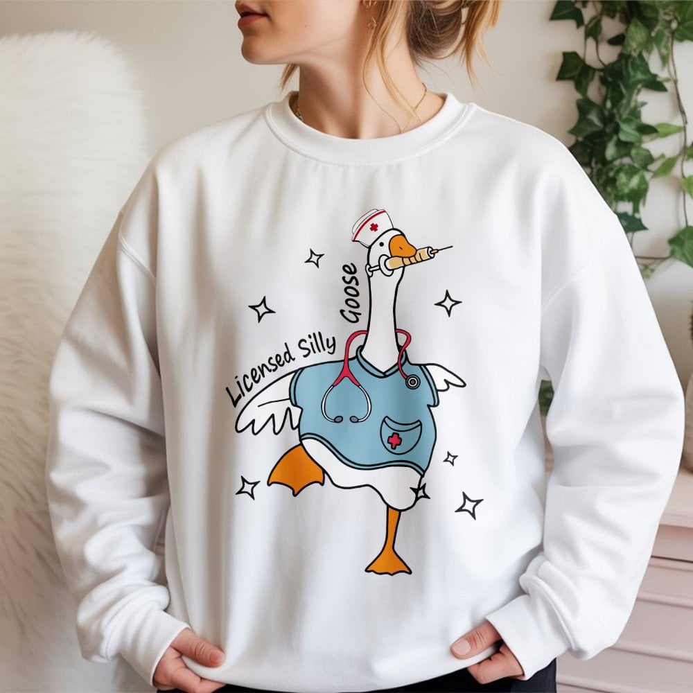 Nurse Silly Goose Sweatshirt | Funny Nursing Student Graphic | Premium Cotton Blend | Gift for Nurse Practitioner RN Graduati