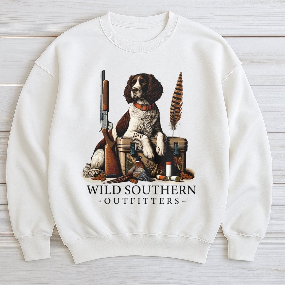 Hunting Dog Sweatshirt | English Springer Spaniel & Pheasant Design | Premium Cotton Blend | Gift for Outdoorsman and Country