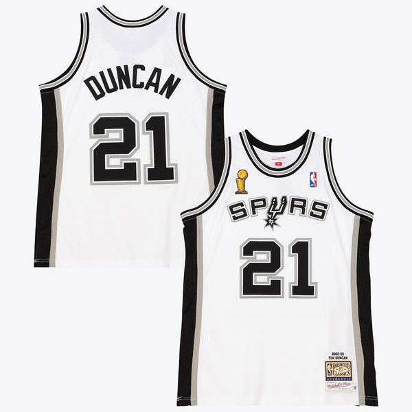 San Antonio Spurs Mitchell & Ness Tim Duncan 2002 Home Finals Authentic Jersey - White