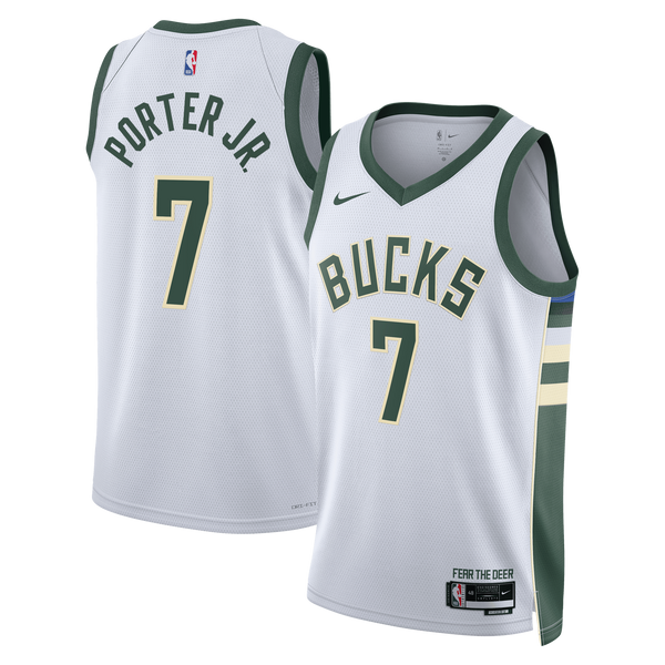 Milwaukee Bucks Nike Association Edition Swingman Jersey - White - Kevin Porter Jr. -