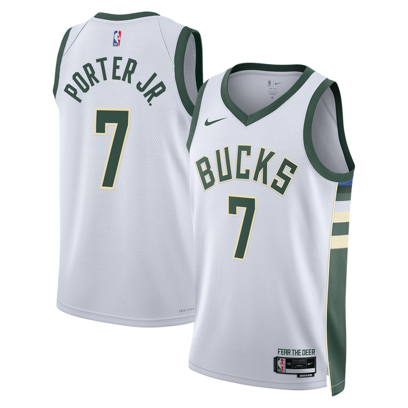 Milwaukee Bucks Nike Association Edition Swingman Jersey - White - Kevin Porter Jr. -