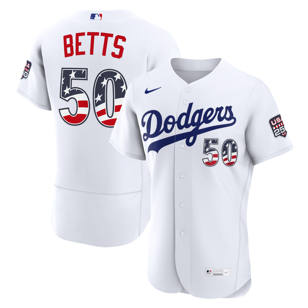 Fourth of July Los Angeles Dodgers Mookie Betts Nike White USA 250 Authentic Jersey