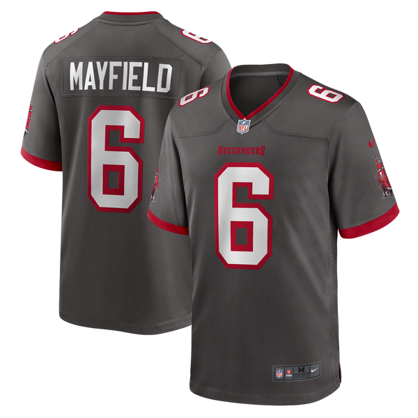 Tampa Bay Buccaneers Baker Mayfield Nike Pewter Alternate Game Player Jersey
