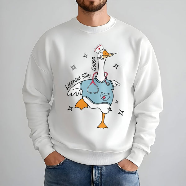 Nurse Silly Goose Sweatshirt | Funny Nursing Student Graphic | Premium Cotton Blend | Gift for Nurse Practitioner RN Graduati