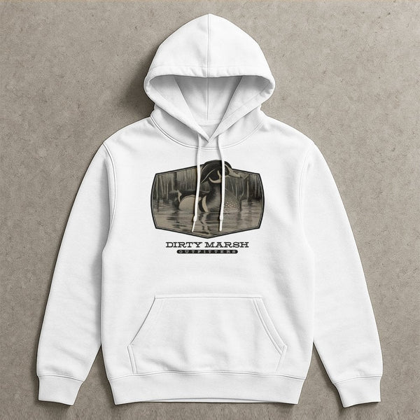 Duck Hunting Hoodie | Vintage Wood Duck Marsh Graphic | Premium Cotton Blend | Waterfowl Outdoor Gift for Hunters