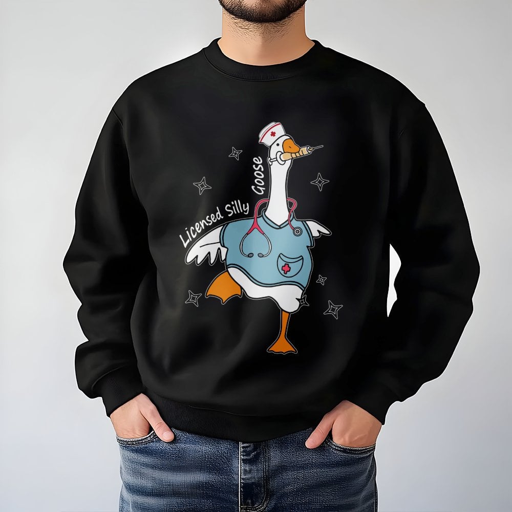 Nurse Silly Goose Sweatshirt | Funny Nursing Student Graphic | Premium Cotton Blend | Gift for Nurse Practitioner RN Graduati