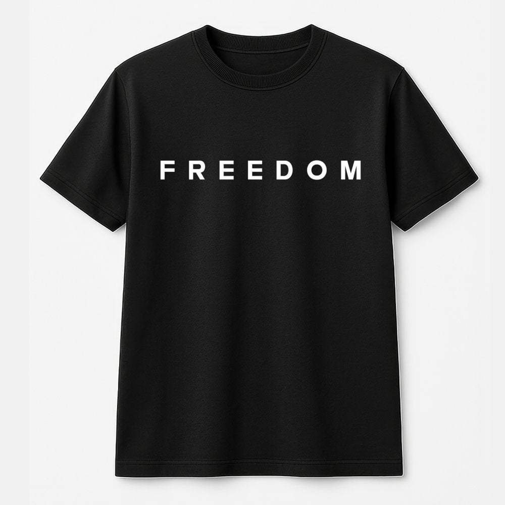 Freedom Graphic T-Shirt | Minimalist Typography Patriotic Design | 100% Premium Cotton | Conservative Gift For Men And Women