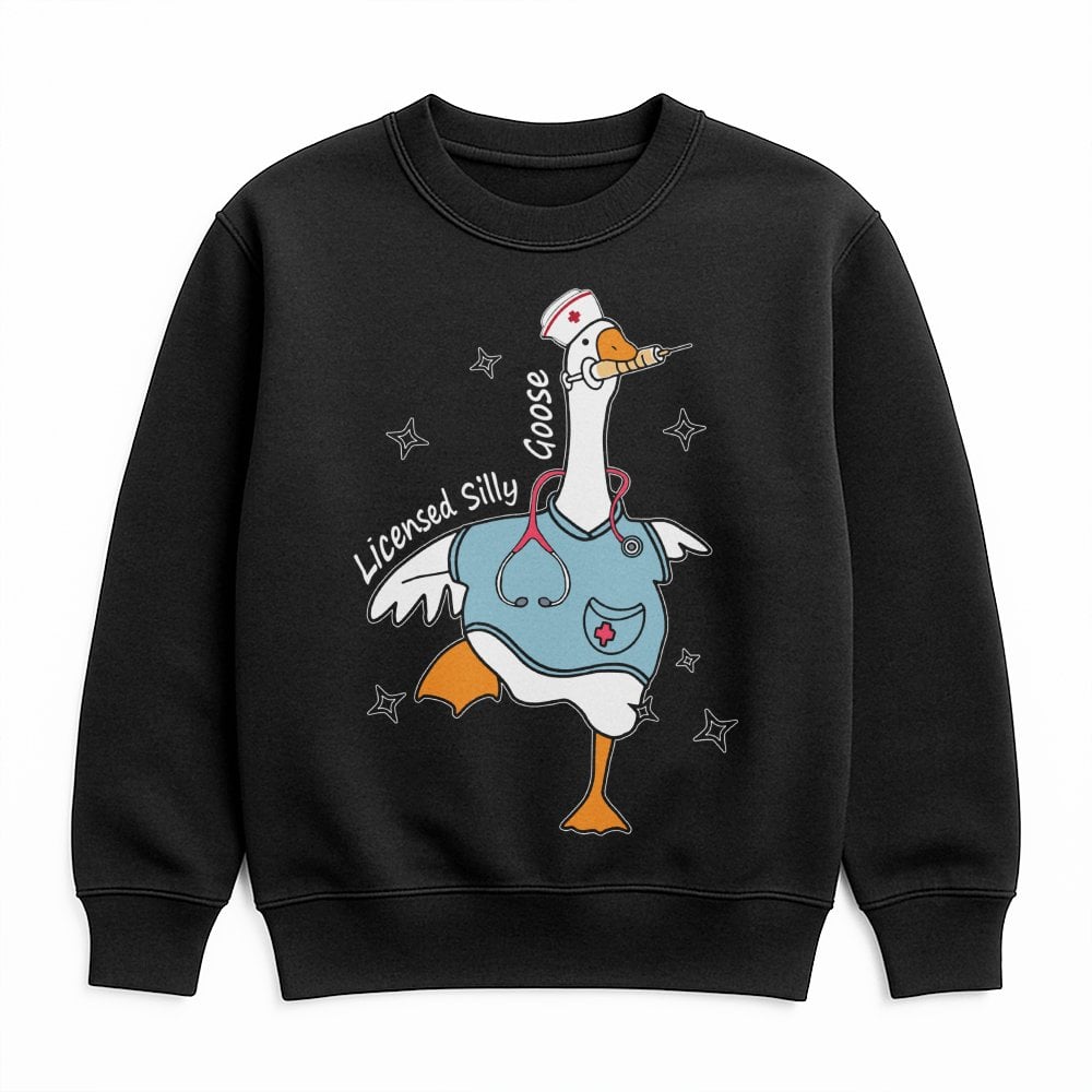 Nurse Silly Goose Sweatshirt | Funny Nursing Student Graphic | Premium Cotton Blend | Gift for Nurse Practitioner RN Graduati