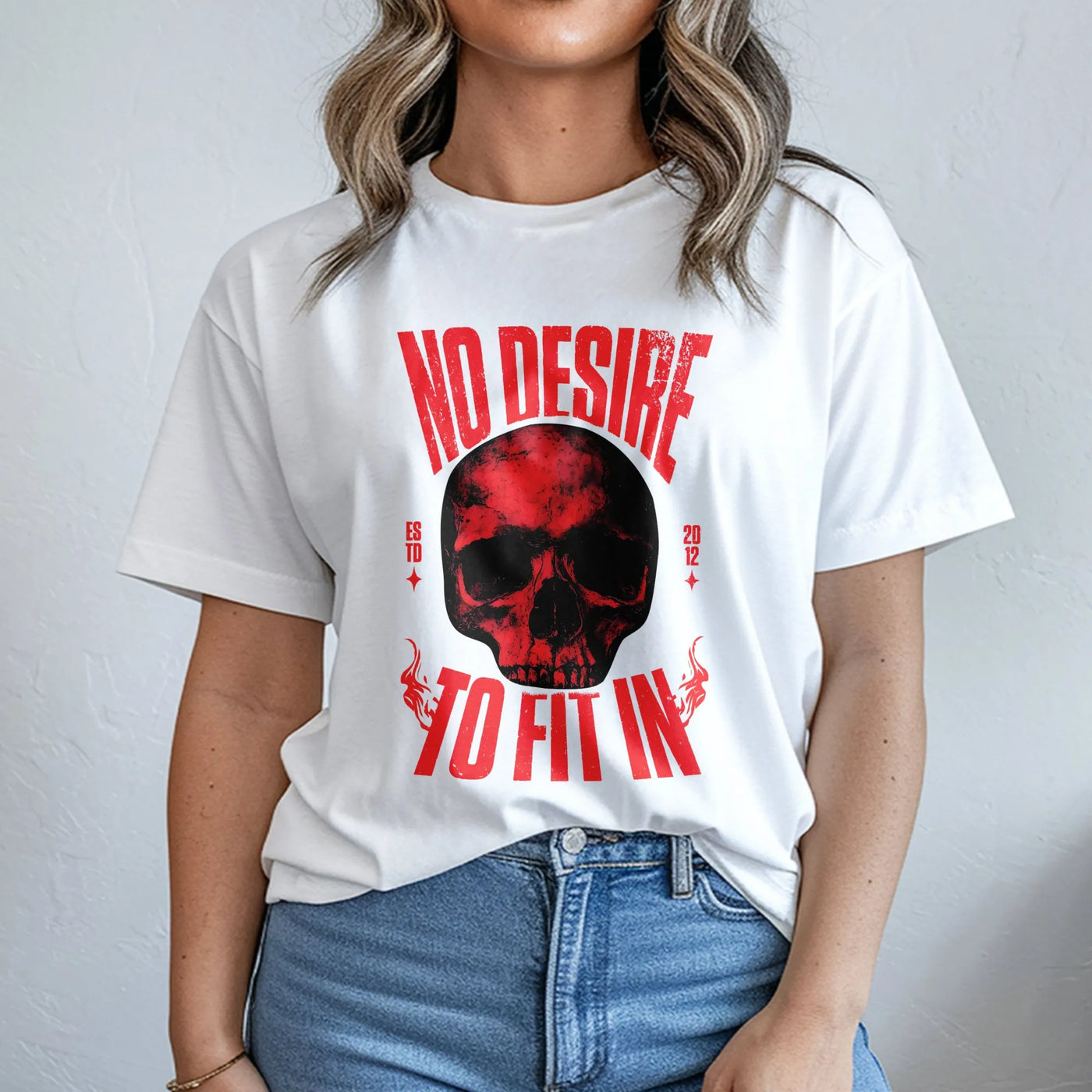 No Desire To Fit In Skull T-Shirt | Edgy Gothic Graphic Tee | Premium 100% Cotton Apparel | Unique Grunge Streetwear Gift for