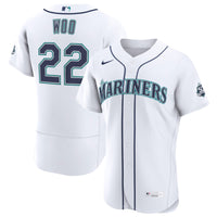 Seattle Mariners Bryan Woo Nike White Home 50th Season Authentic Jersey