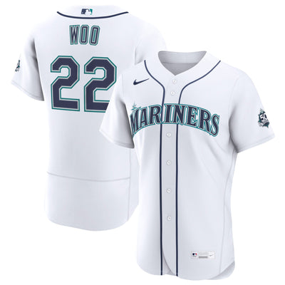 Seattle Mariners Bryan Woo Nike White Home 50th Season Authentic Jersey