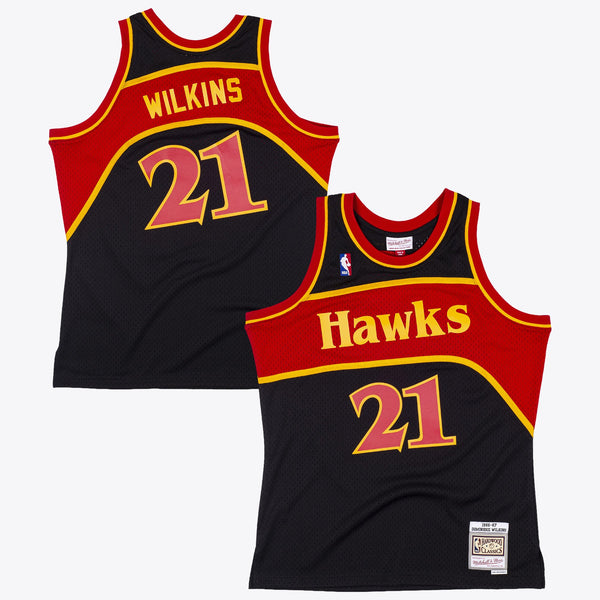 Atlanta Hawks Mitchell & Ness Dominique Wilkins 1986 Reload Swingman Authentic Jersey - Black