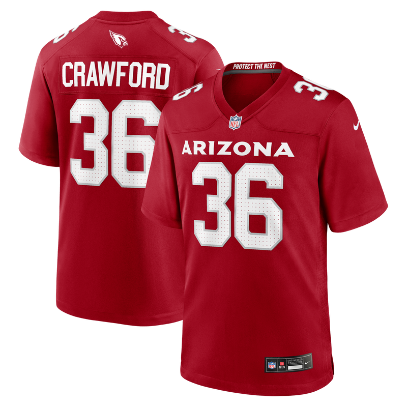 Arizona Cardinals Kitan Crawford Cardinal jersey – view 1