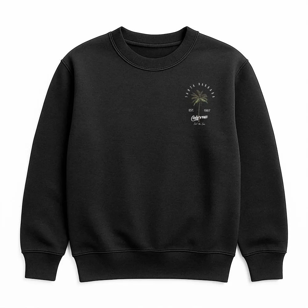 Santa Barbara California Sweatshirt | Coastal Surf Sun Graphic | Cotton Polyester Blend | Unisex Gift for Beach Lovers