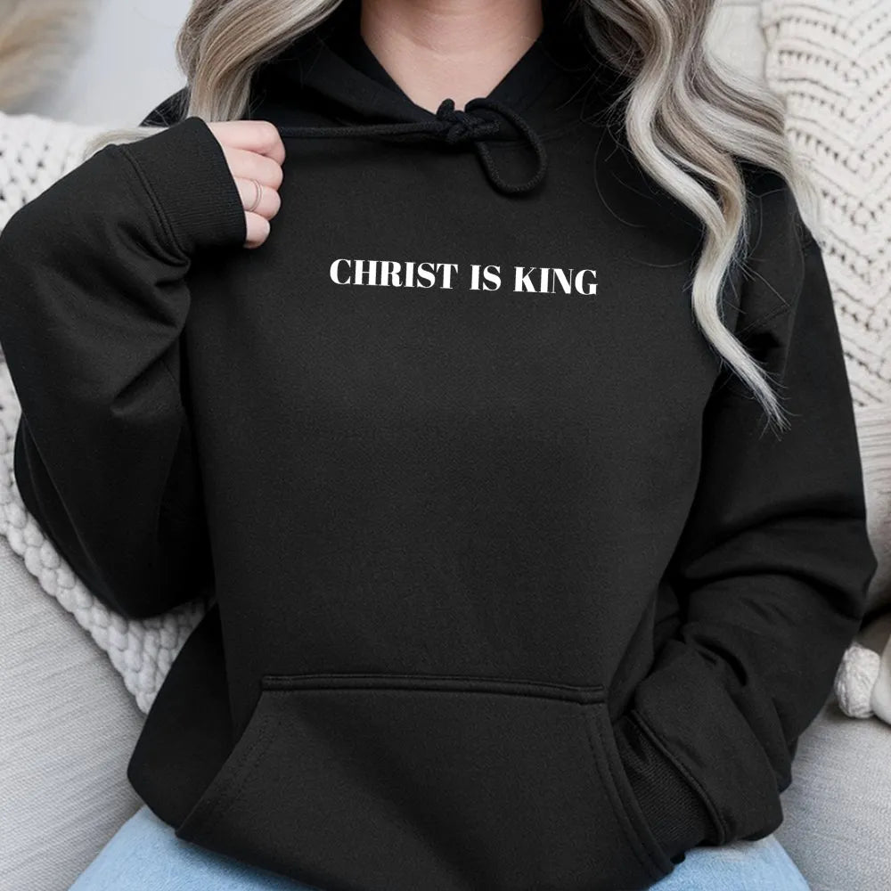 Christ Is King Hoodie | Minimalist Christian Graphic Sweatshirt | Premium Cotton Blend | Faith-Based Religious Apparel Gift f