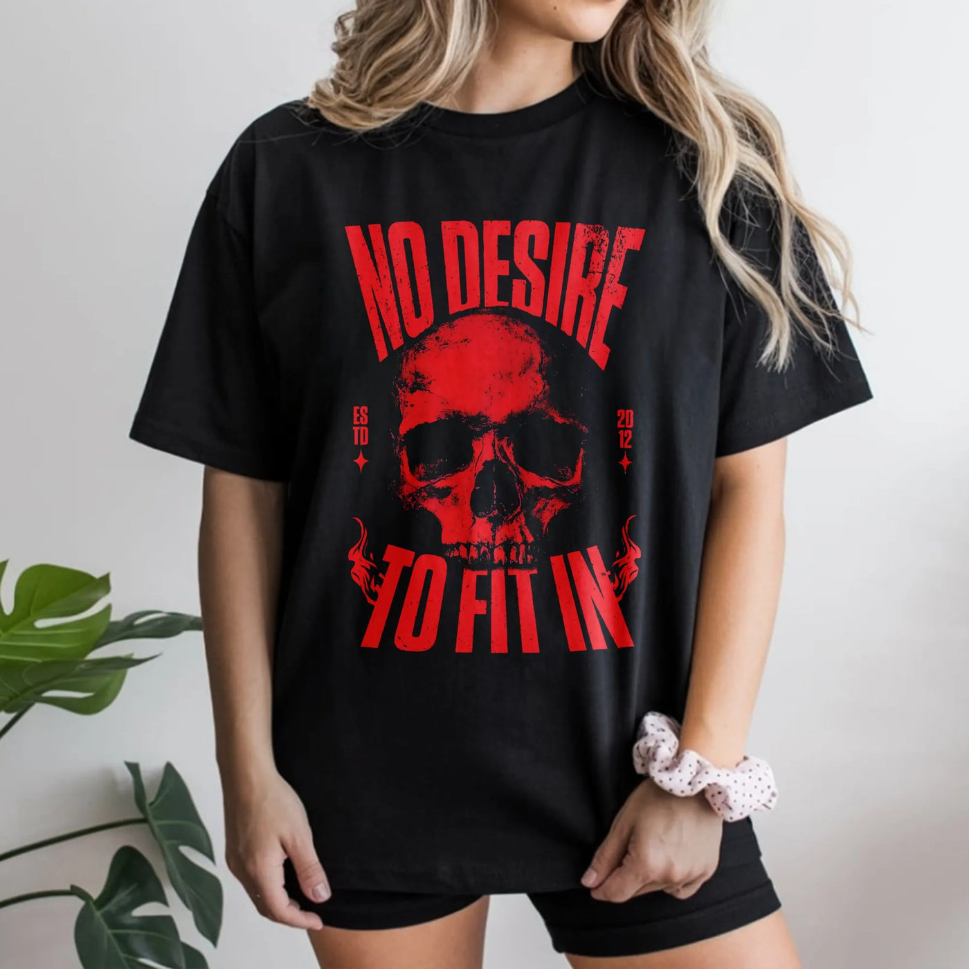 No Desire To Fit In Skull T-Shirt | Edgy Gothic Graphic Tee | Premium 100% Cotton Apparel | Unique Grunge Streetwear Gift for