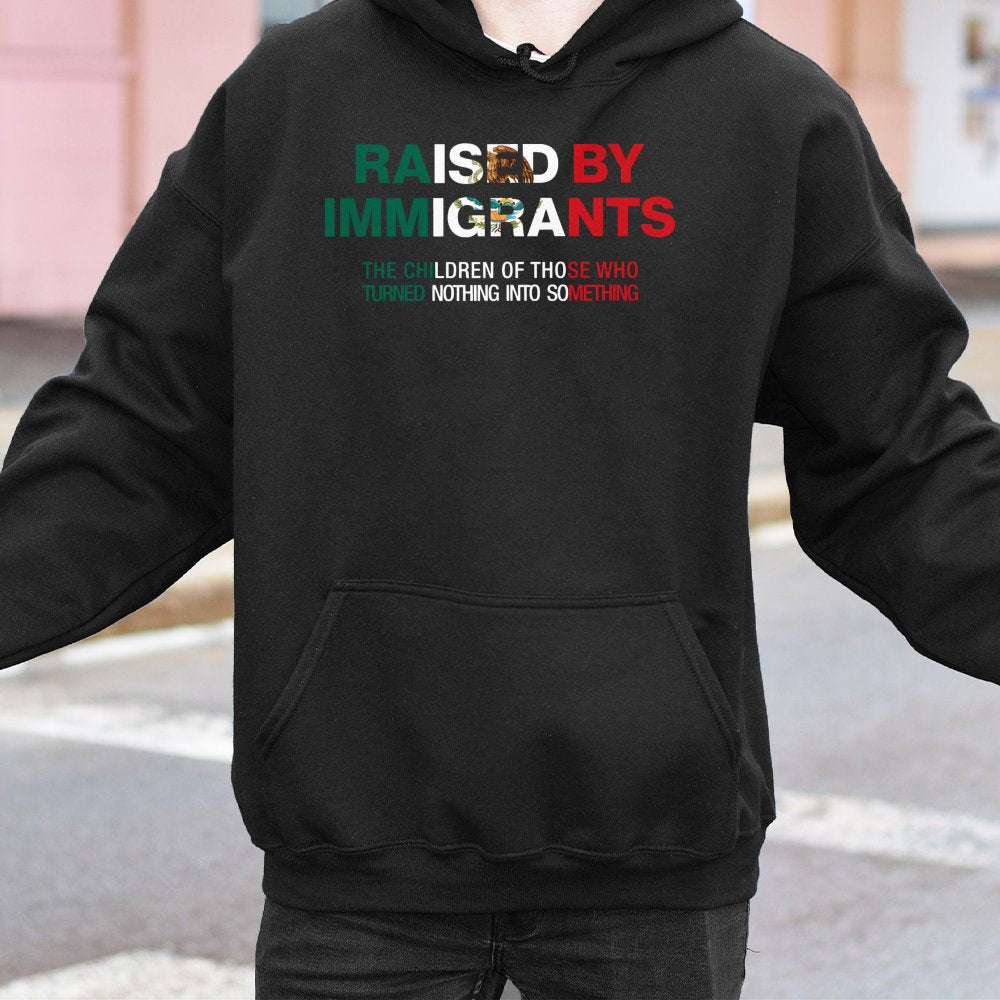 Raised By Immigrants Hoodie | Mexico Flag Design | Premium Cotton Blend | Proud First Generation Mexican American Gift