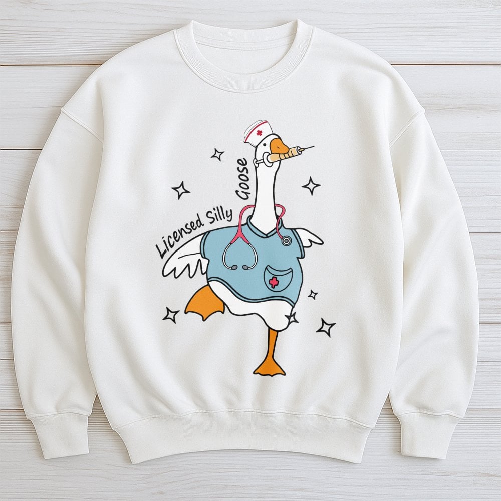 Nurse Silly Goose Sweatshirt | Funny Nursing Student Graphic | Premium Cotton Blend | Gift for Nurse Practitioner RN Graduati