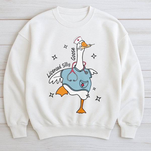 Nurse Silly Goose Sweatshirt | Funny Nursing Student Graphic | Premium Cotton Blend | Gift for Nurse Practitioner RN Graduati