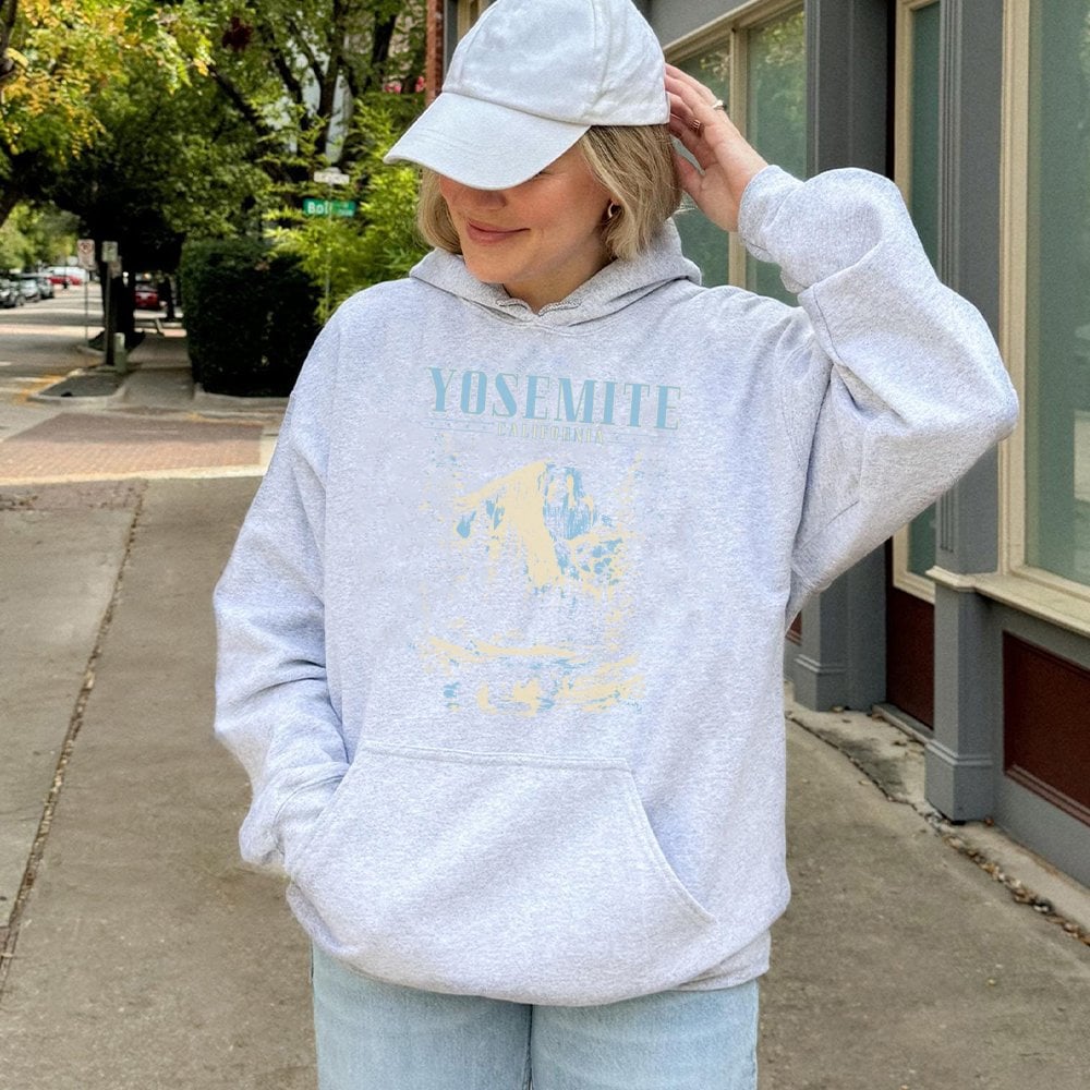 Yosemite National Park Hoodie | Retro Half Dome Graphic Sweatshirt | Premium Cotton Blend | Nature Lover Gift for Hikers and 