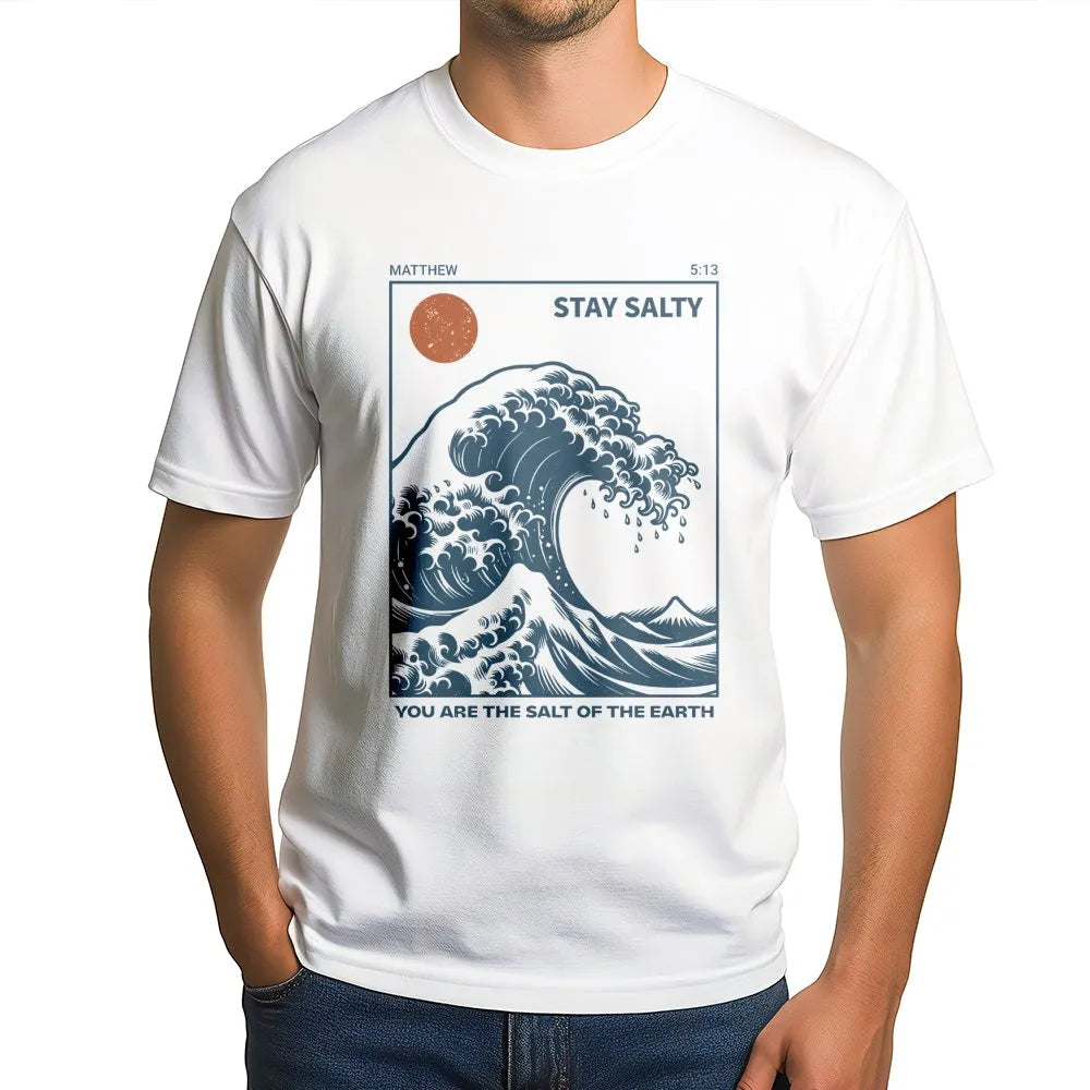 Stay Salty Christian T-Shirt | Salt of the Earth Matthew 5:13 Graphic | Premium Soft Cotton | Faith-Based Religious Gift for 