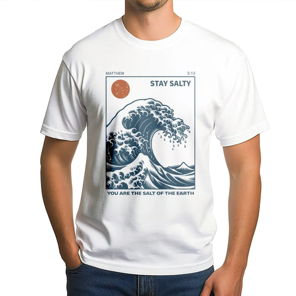 Stay Salty Christian T-Shirt | Salt of the Earth Matthew 5:13 Graphic | Premium Soft Cotton | Faith-Based Religious Gift for 