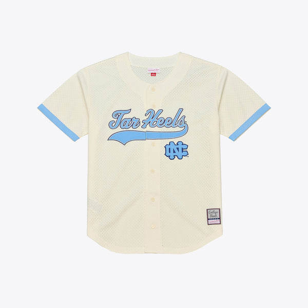 North Carolina Tar Heels Mitchell & Ness Mesh Button-Up Batting Practice Baseball Jersey - Cream