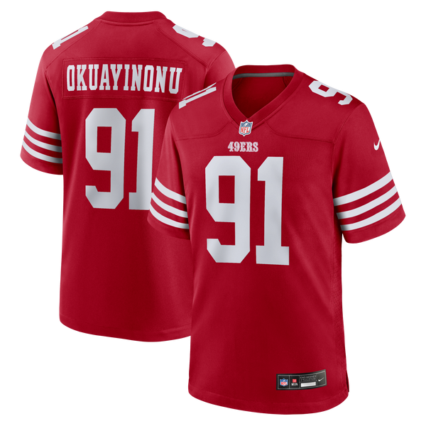 San Francisco 49ers Sam Okuayinonu Nike Scarlet Team Game Jersey