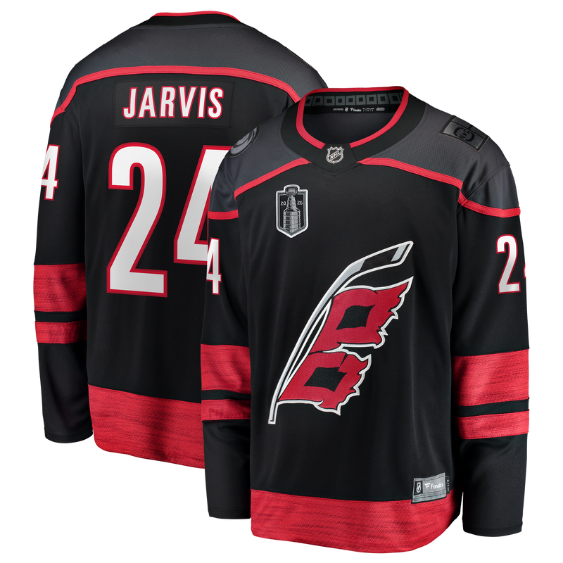 Carolina Hurricanes Seth Jarvis Fanatics Black 2026 Stanley Cup Final Home Breakaway Jersey