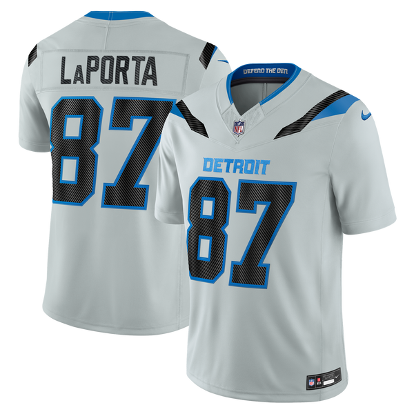 Detroit Lions Sam LaPorta Nike Silver 2026 Rivalries Collection Printed Limited Jersey