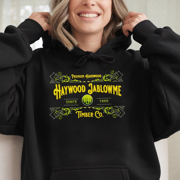 Haywood Jablowme Timber Co. Hoodie | Funny Woodworker Graphic Design | Premium Cotton Blend | Gift For Men And Women Who Love