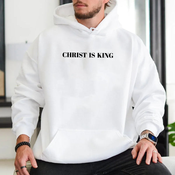Christ Is King Hoodie | Minimalist Christian Graphic Sweatshirt | Premium Cotton Blend | Faith-Based Religious Apparel Gift f