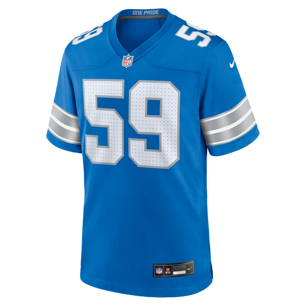 Detroit Lions Giovanni Manu Nike Blue Team Game Jersey