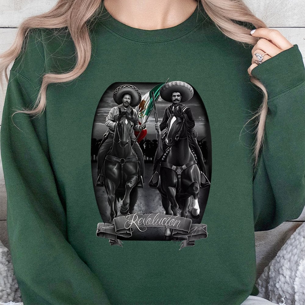 Mexican Revolution Sweatshirt | Pancho Villa Chicano Art Graphic | Premium Cotton Blend | Gift For History Buffs And Cultural