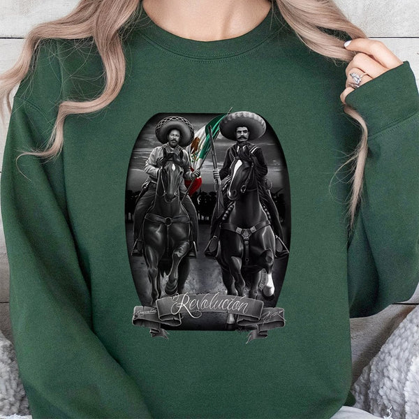 Mexican Revolution Sweatshirt | Pancho Villa Chicano Art Graphic | Premium Cotton Blend | Gift For History Buffs And Cultural