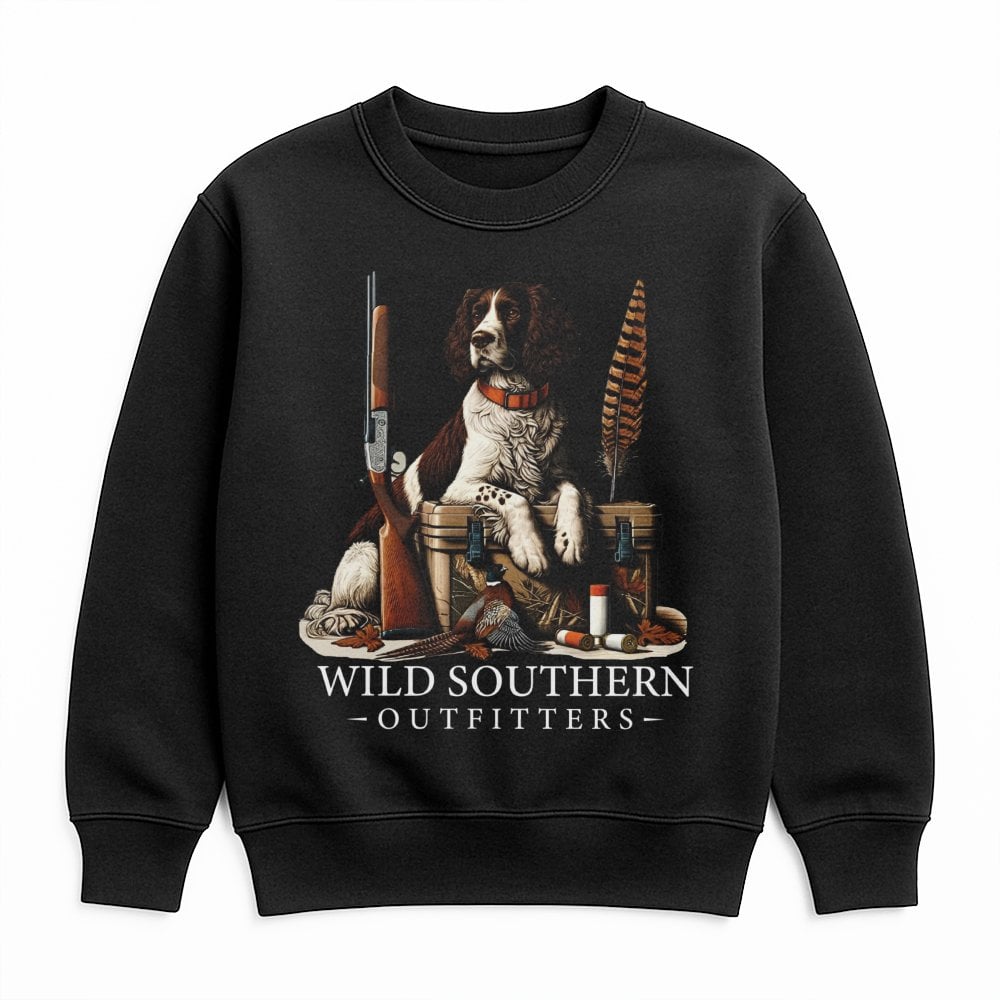 Hunting Dog Sweatshirt | English Springer Spaniel & Pheasant Design | Premium Cotton Blend | Gift for Outdoorsman and Country