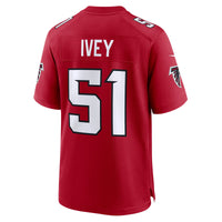 Atlanta Falcons Jared Ivey Nike Red Team Game Jersey