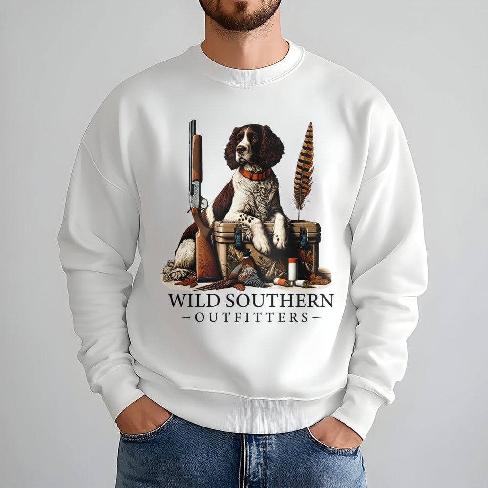 Hunting Dog Sweatshirt | English Springer Spaniel & Pheasant Design | Premium Cotton Blend | Gift for Outdoorsman and Country