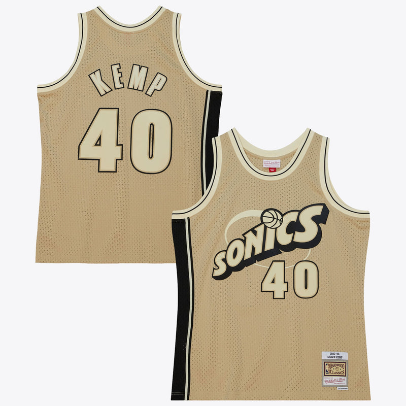 Seattle Supersonics Mitchell & Ness Shawn Kemp 1995 Swingman Jersey - Khaki
